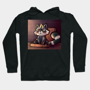 Raccoon in box with background Hoodie